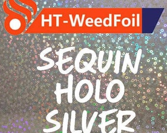 HT WeedFoil HTV Heat Transfer Vinyl Foil Sequin Holo Silver