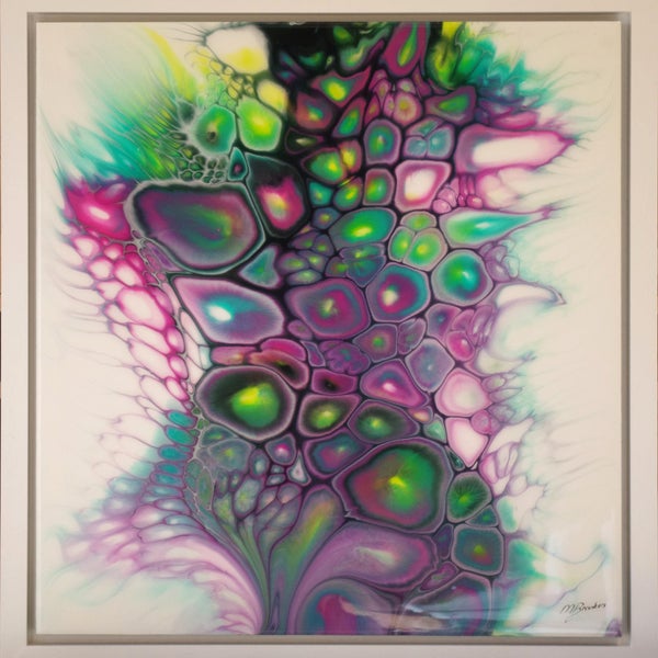 Encadré de finition en peinture acrylique fluide Pour Art moderne abstrait contemporain cellules résine - par Maria Brookes - 765 mm x 730 mm