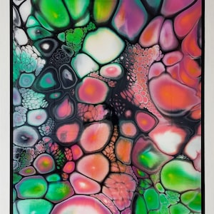 Framed Fluid Acrylic Pour Painting: Modern Abstract Resin Art, 26.3 x 37.5"