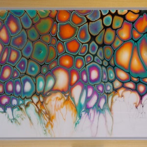 Framed Original Fluid Acrylic Pour with Resin Finish - 830mm x 595mm including frame (32.7 x 23.4 inches)