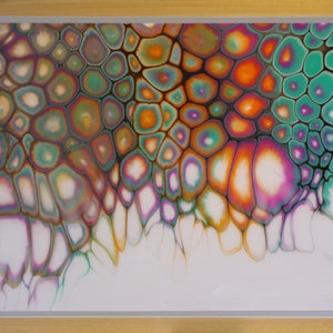 Framed Fluid Acrylic Pour Painting: Tropical Abstract Art, 31.7 x 23.8&quot;