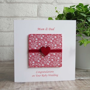 Ruby Wedding Anniversary Card, Personalised 40th Wedding Anniversary Card for Husband, Wife or a Special Couple