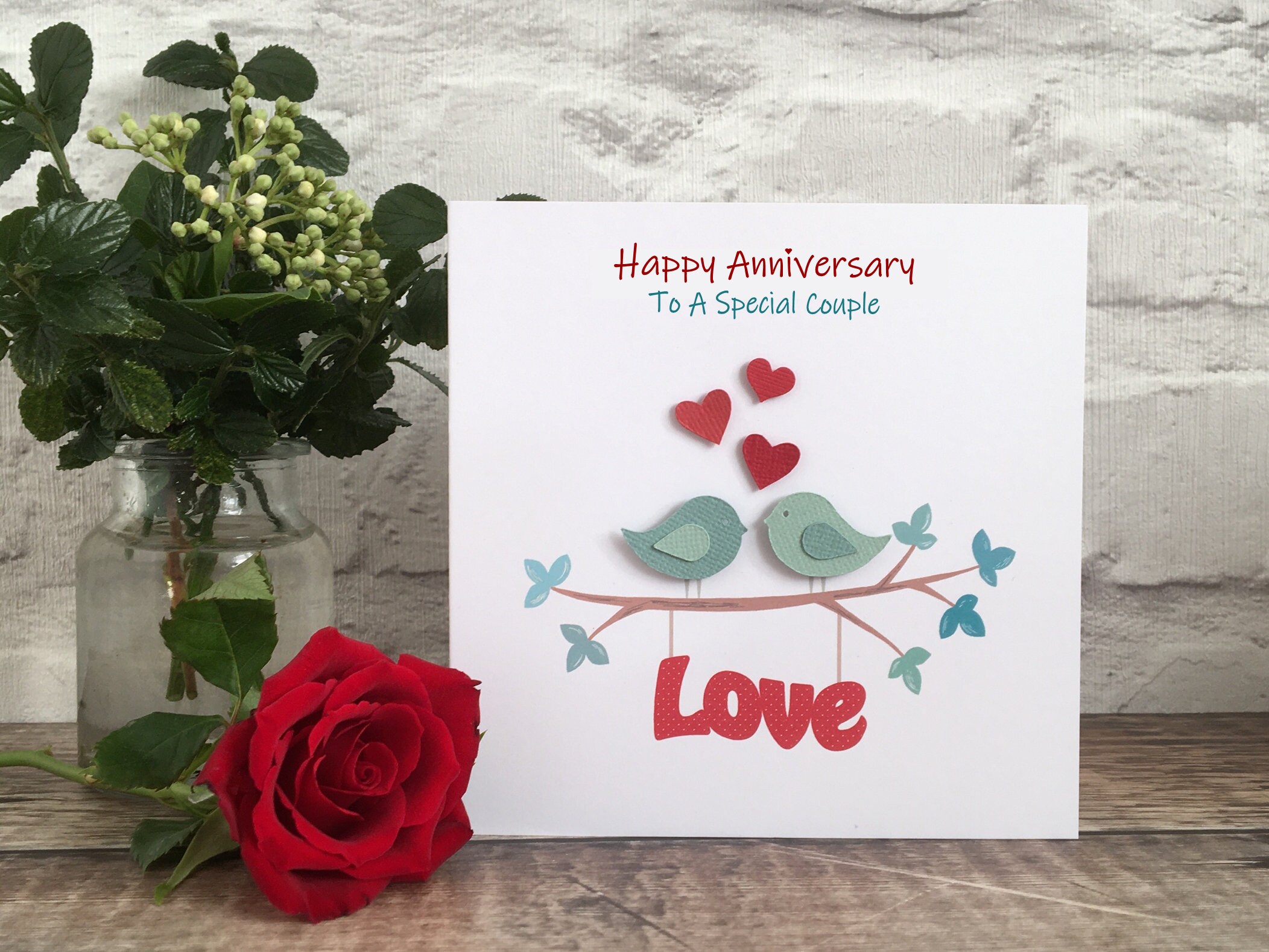 Love Birds Anniversary Card or Wedding Card, Personalised Anniversary ...
