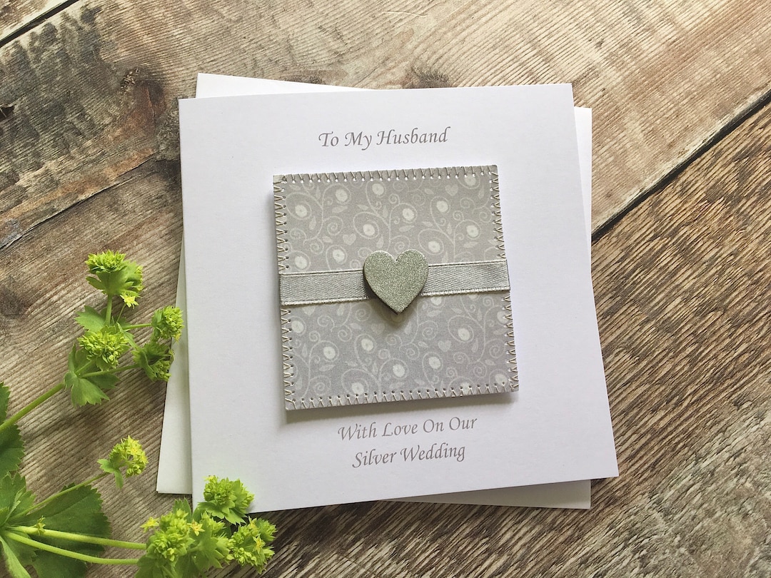 Silver Wedding Anniversary Card Personalised 25th Wedding - Etsy UK