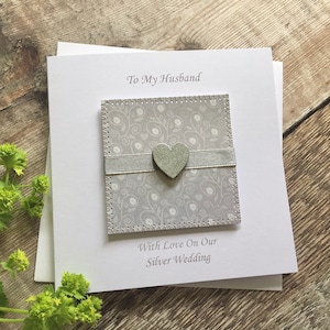Carte d'anniversaire de mariage en argent, carte personnalisée du 25e anniversaire de mariage pour mari, femme ou un couple spécial