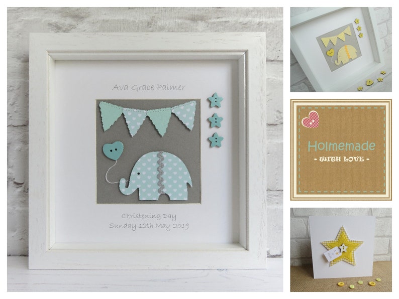 Baby Elephant In Trunk Personalised Christening Bunting