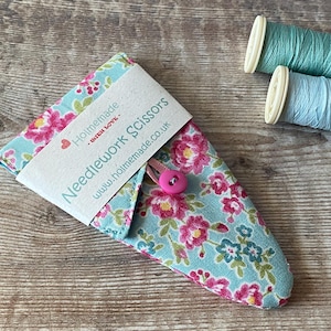 Embroidery Scissors with Fabric Case, Needlework Scissors in Handmade Pouch, Sewing Accessory Set -add an Optional Needlecase