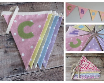 Children's Pastel Rainbow Bunting, Personalised Nursery Bunting in Pastel colours, Nursery Decor, New Baby Gift