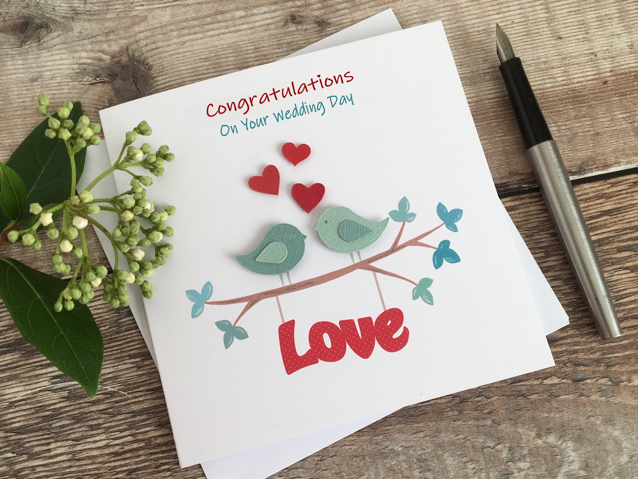 Love Birds Anniversary Card or Wedding Card, Personalised Anniversary ...