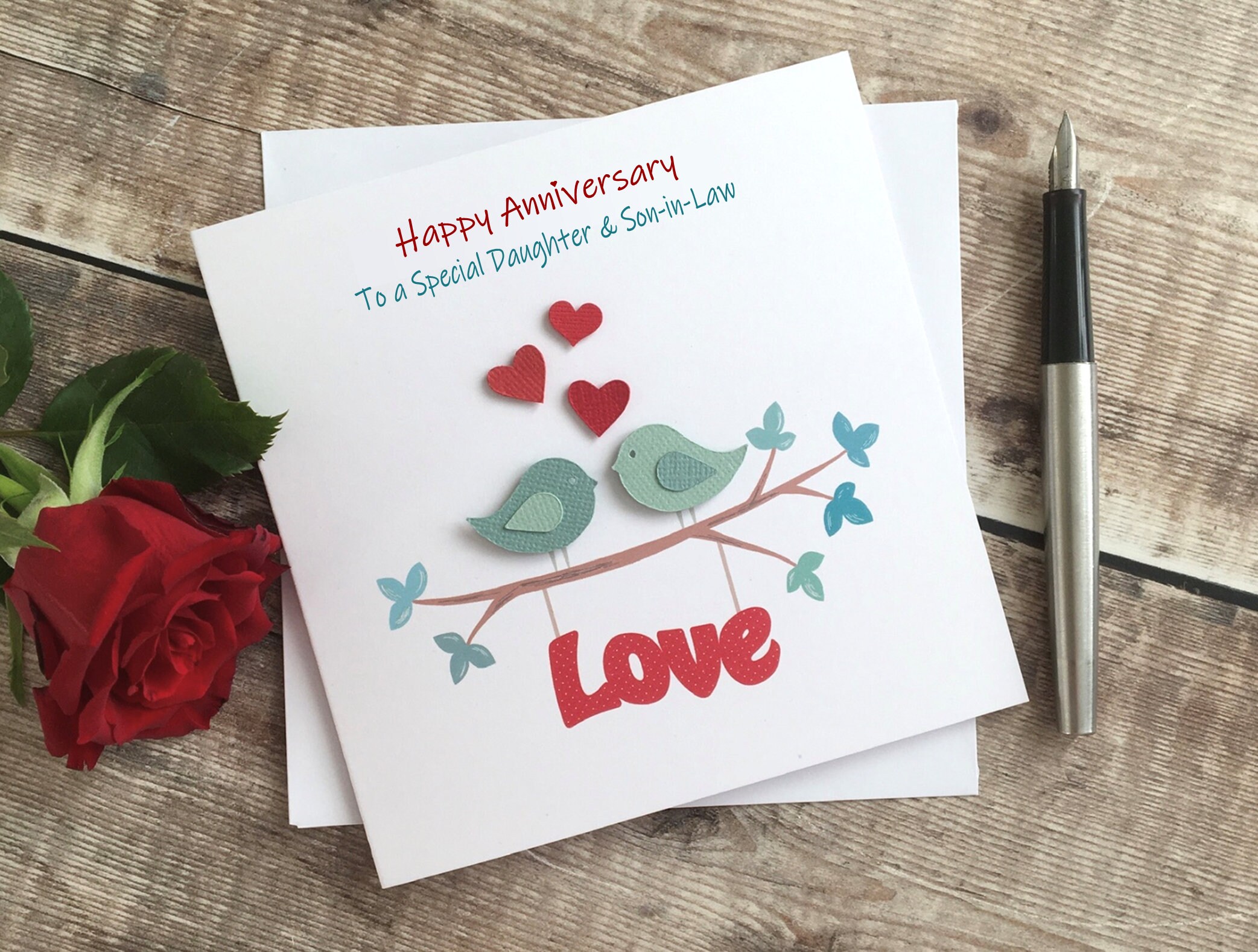 Love Birds Anniversary Card or Wedding Card, Personalised Anniversary ...