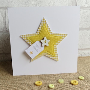 Carte personnalisée pour 1er anniversaire - Carte design en forme d'étoile pour garçon ou fille - disponible en rose, bleu ou jaune