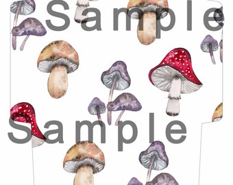 DIY envelope, make your own watercolor mushroom patterned envelope, print, cut, fold, glue an envelope, printable template, downloadable PDF