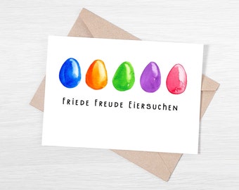 Easter card, printable holiday card, watercolor, fun German Easter card, printable card, blank Easter card, downloadable PDF