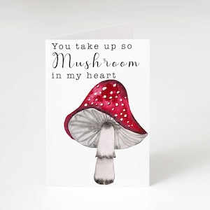 Tomas tan Hongo en mi corazón, tarjeta divertida de amor y amistad, seta de acuarela, tarjeta imprimible, tarjeta en blanco, PDF descargable