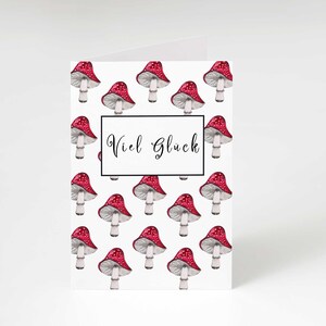Viel Glück Grußkarte, Glückskarte, carte de voeux bonne chance, champignon aquarelle, carte imprimable, carte vierge, PDF téléchargeable