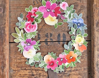 Watercolor floral craft kit, card making, scrapbooking, paper crafts, DIY wall art, DIY home decor, cake toppers, digital download, PDF, svg