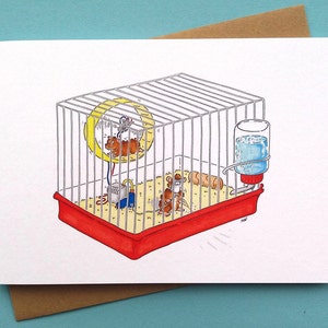 GROßE Flucht - lustige Karte - Gruß-Karte - Geburtstagskarte - Handmade - humorvoll - Hamster