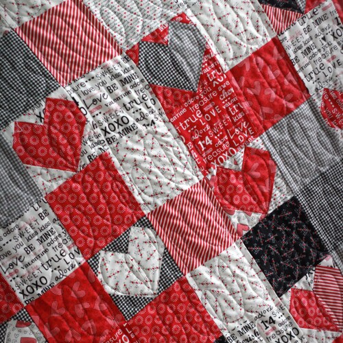 Couverture Jeté Patchwork Faite Main – Quilt Valentine Violet 49x59 – Coton Et Flanelle