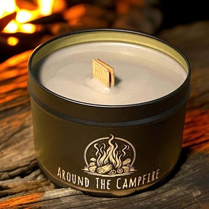 Around the Campfire Candle, Scents of Outdoor Campfire Scent, Camping Memories of sitting by a Campfire Table Candle, Outdoor Camping Scents