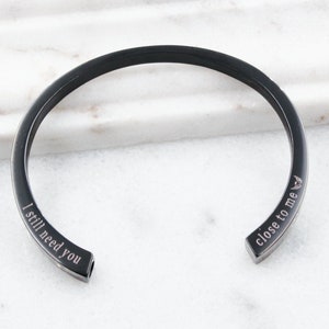 Custom Black Engraved Cremation Jewelry, Cremation Bangle Bracelet-Stainless Steel Cremation Bracelet-Memorial Urn-Ashes Bracelet Keepsake