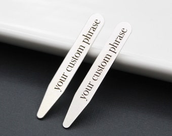 Custom Collar Stay Personalized Engraved Men's Gift, 2.5" Stainless Steel Collar Stays for Husband Great Christmas or Anniversary Gift