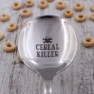 Cereal Killer Spoon ~ Custom Engraved Cereal Killer Spoon ~ Great Gift for Him or Her ~ Cool Cereal Spoon, Skull Spoon, dad gift Cereal Gift