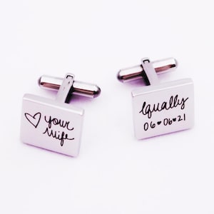 Men&#39;s Personalized Cuff Links, Handwriting CuffLinks, Husband Wedding Gift, Custom Wedding Handwriting Cufflinks, Wedding Gift for Spouse