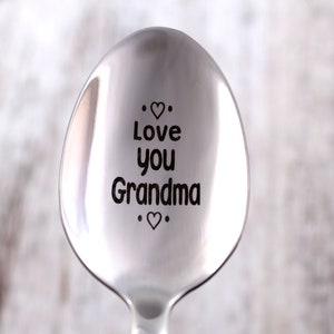 Love you Grandma Spoon Engraved like Hand Stamped, Stamped Flatware, Stamped Silverware, love you Spoon, Grandma Gift Custom Under 20