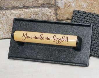 Personalized Cast Iron Steak Weight: Engraved BBQ Press