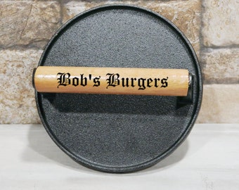 Personalized Burger Press: Engraved Cast Iron Meat Weight, BBQ Gift