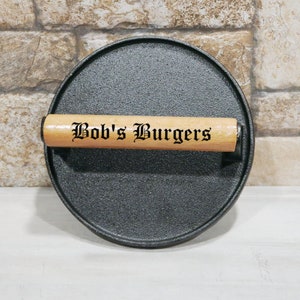 Custom Name Burger Weight Press Personalized Cast Iron Burger Weight Engraved Meat Press Gift BBQ, Gift for Grilling Tool for Tailgate Party