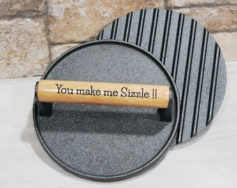 Personalized Burger Press: Engraved Cast Iron BBQ Gift