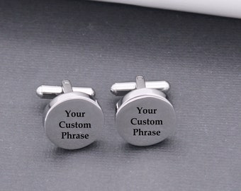 Custom Cuff Links,  Personalized Cuff Links Wedding Gift, Engraved Men's Gift, Stainless Steel C ustom Cuff Links, Monogram cuff links