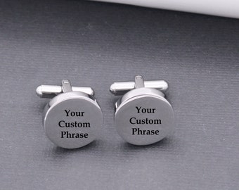 Engraved Cuff Links: Personalized Stainless Steel Monogram Gift