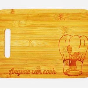 Ratatouille Disney inspired cutting board, Anyone can cook.