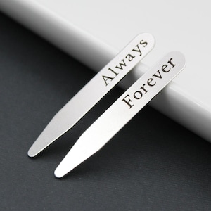 Custom Collar Stay Personalized Engraved Men&#39;s Gift, 2.5&quot; Stainless Steel Collar Stays for Husband Great Christmas or Anniversary Gift