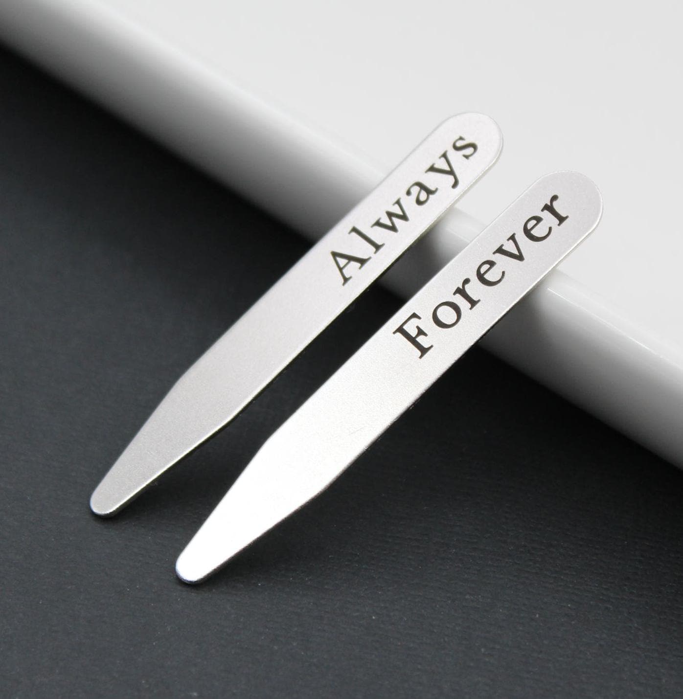 Personalized Collar Stays, Engraved Stainless Steel Gift for Him