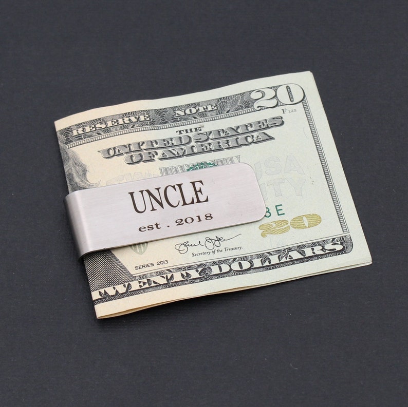 brother Present for uncle Gift for Him Men/'s Money Gift Pregnancy Reveal UNCLE Est New Uncle Money Clip