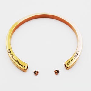 Gold Two Ash opening Urn bracelet for human ashes Cremation Jewelry Bracelet Cremation Memorial Urn, Cremation Cuff Urn Bracelet for Ashes