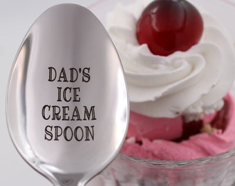 Dad's Ice Cream Spoon Engraved Stamped DAD Gift Silverware Ice Cream Spoon Father's Day Gifts For Dad from Daughter, Christmas Birthday