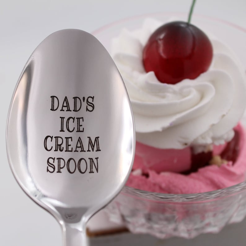 Dad's Ice Cream Spoon Engraved Stamped DAD Gift Silverware Etsy