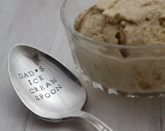 Hand Stamped Silverplated Dad's Ice Cream Spoon Stamped DAD Gift Stamped Silverware Ice Cream Spoon Father's Day Gifts For Dad from Daughter