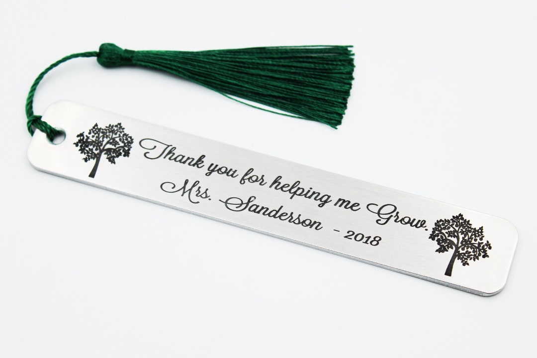 Personalized Teacher Bookmark: Engraved Aluminum Bookmark With Tassel ...