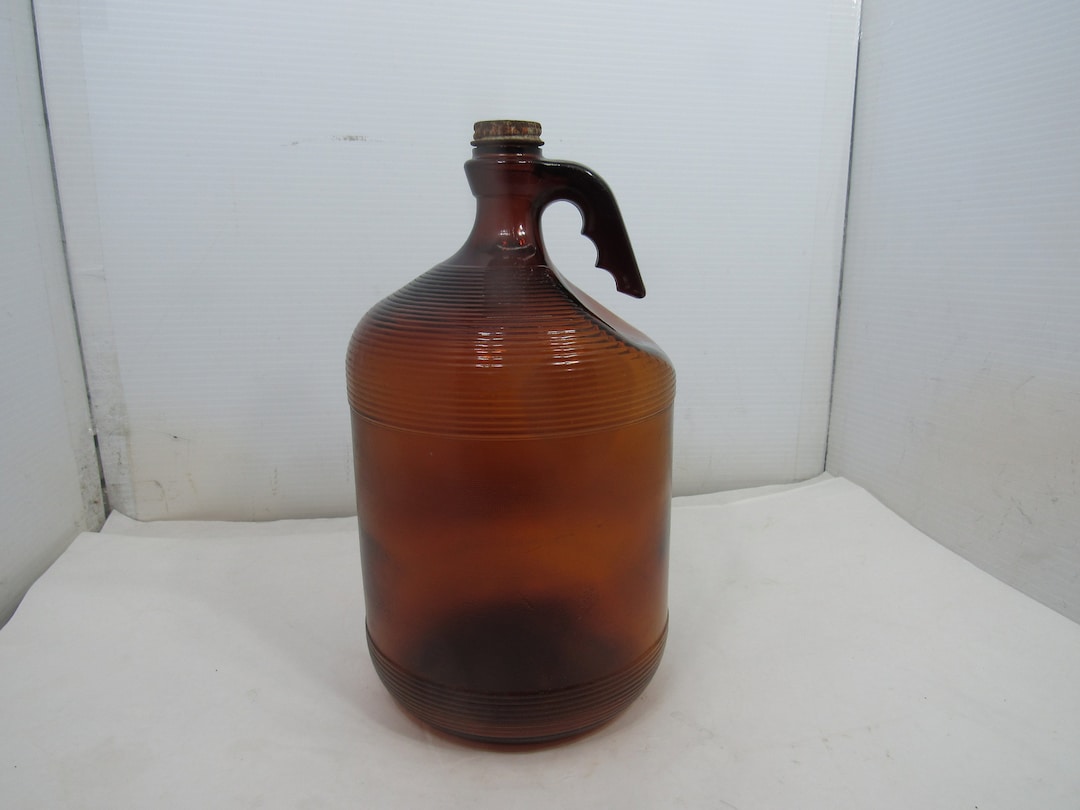 Vintage Purex One 1 Gallon Brown Glass Jug Bottle With Lid Etsy