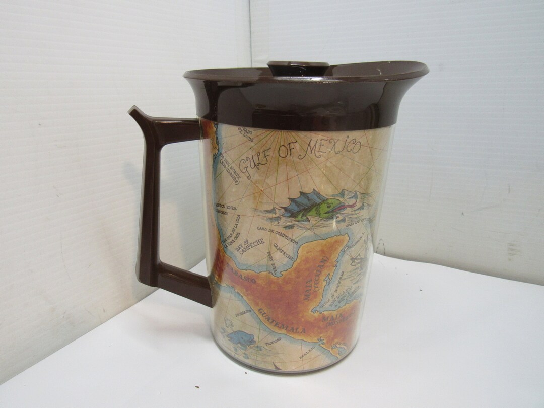 Vintage 1976 Thermo Serv Beverage Carafe Discovery Treasure Map Made in