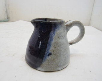 Vintage Studio Art Pottery Creamer Blue and Gray 4 Ounce 3" tall