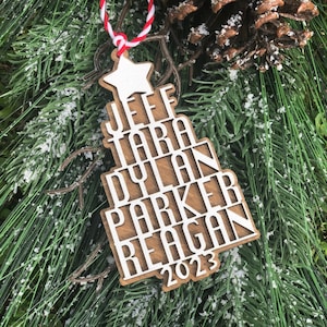 Christmas Trending Ornament - Family Christmas Ornament - Christmas Tree Ornament with Family Names - Christmas Tree Name Ornament - 2023