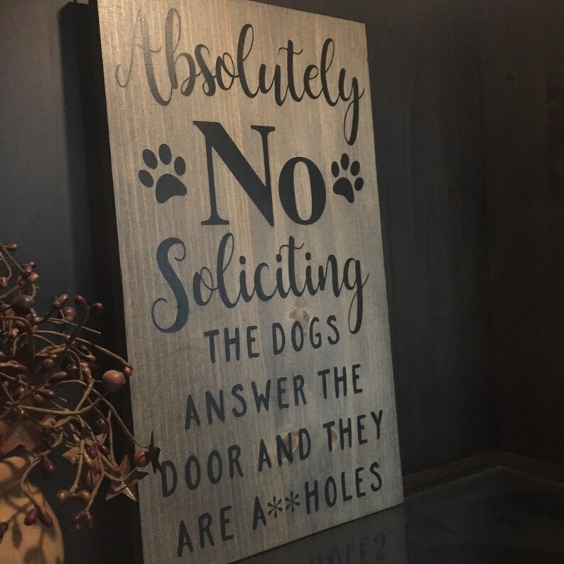 no soliciting do not knock sign crazy dog sign etsy