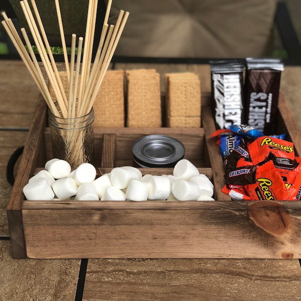Bandeja pequeña para smores, bandeja para smores, estación para smores, barra para smores, bandeja para fiestas, bandeja para comida, tabla de charcutería, bandeja para fiestas, smores