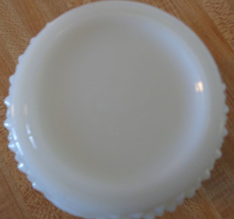 Vintage Depression Glass Fireking Hobnail White Milk Glass Footed Dish